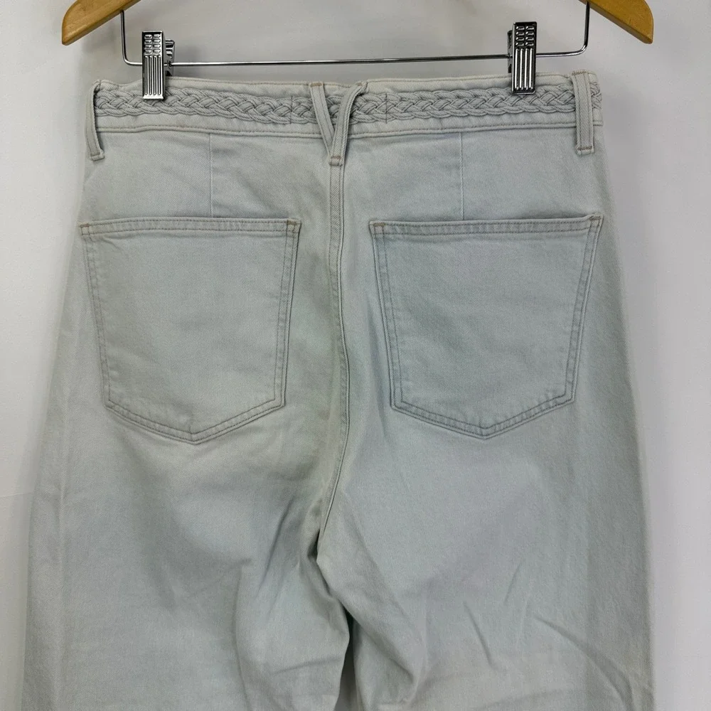 Veronica Beard Grant Wide Leg Jeans Women 30 Aspen Light Wash Braided High Rise